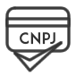 Ícone minimalista de um cartão de CNPJ com um ok